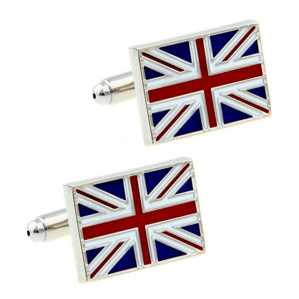 BRITISH FLAG CUFFLINKS with GIFT BAG Union Jack UK England Great Britain English