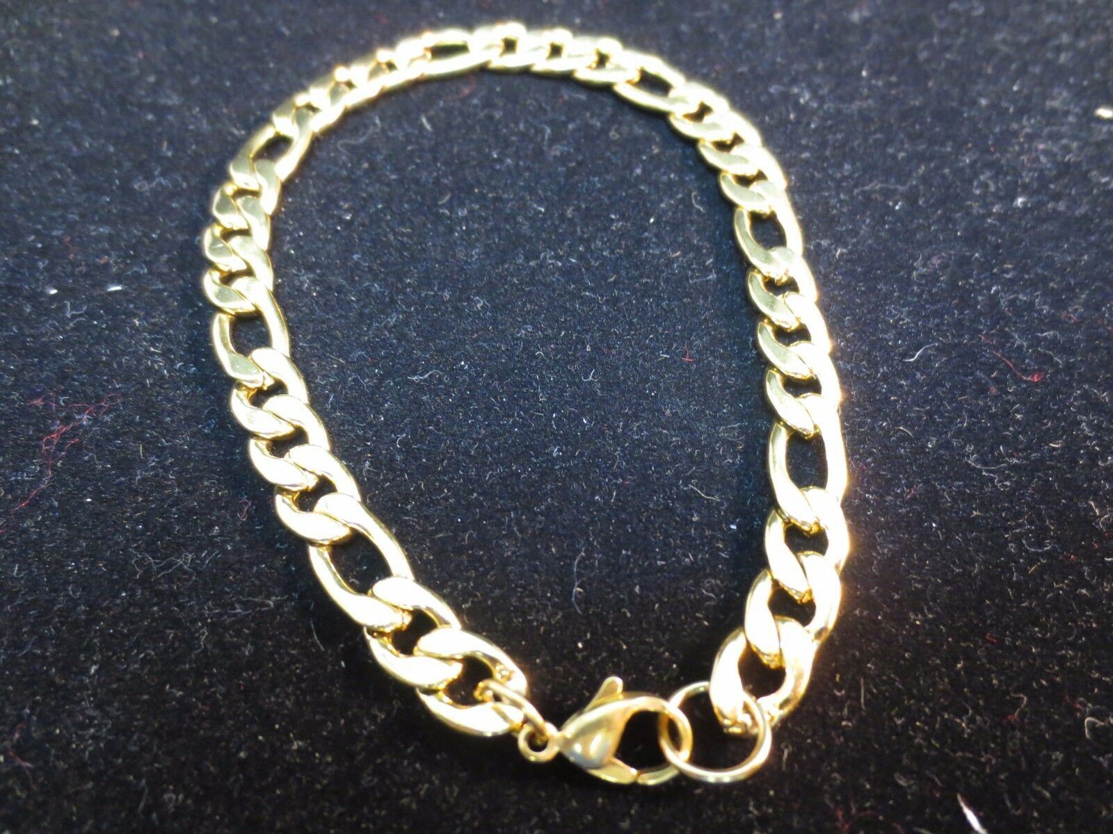 7-42″ 3/5/7mm GOLD PLATED STAINLESS STEEL FIGARO ROPE CHAIN NECKLACE GOLD