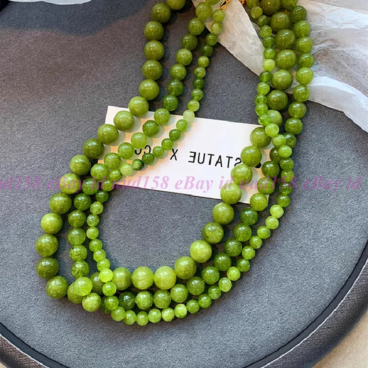 Green Jade Choker Delicate Stone Beads Necklace Crystal Dainty Healing Choker