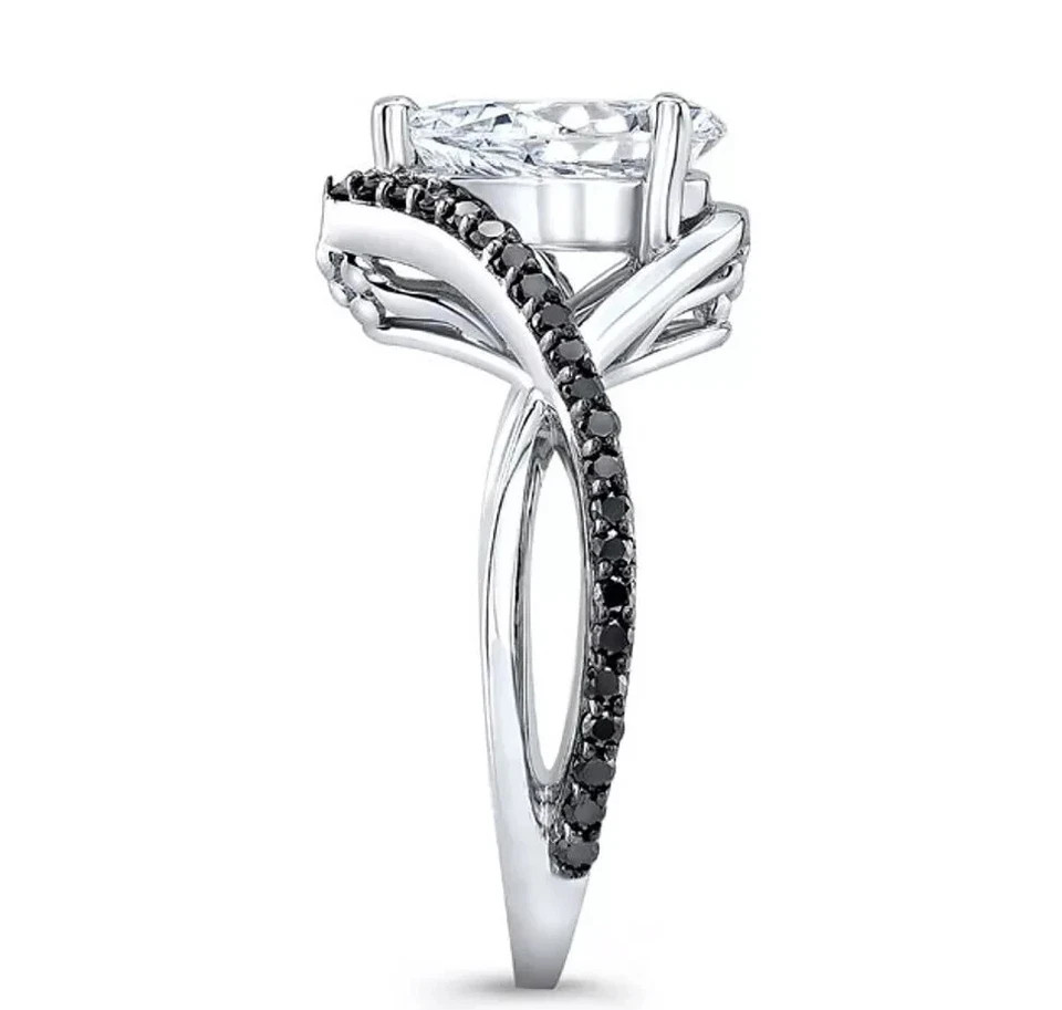 2Ct Pear Cut Lab Created Diamond Women’s Engagement Ring 14K White Gold Plated