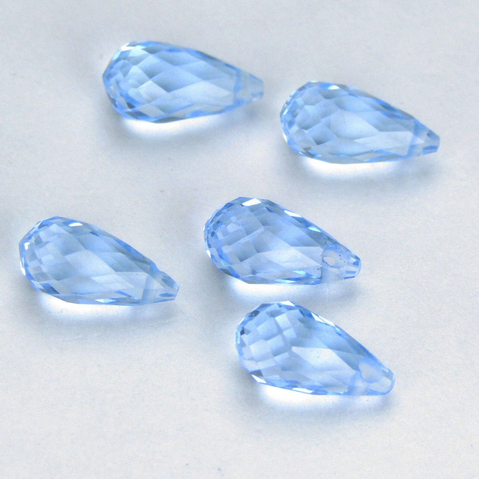 5.35Cts Natural Baby Blue Topaz 5 pieces briolette top side drilled Gemstones