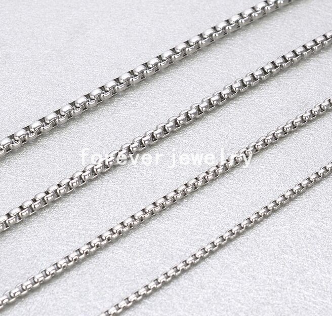 10pcs/lot 2/3/5mm 316L Stainless Steel Silver Rolo Box Chain Bulk Finding 16-40″