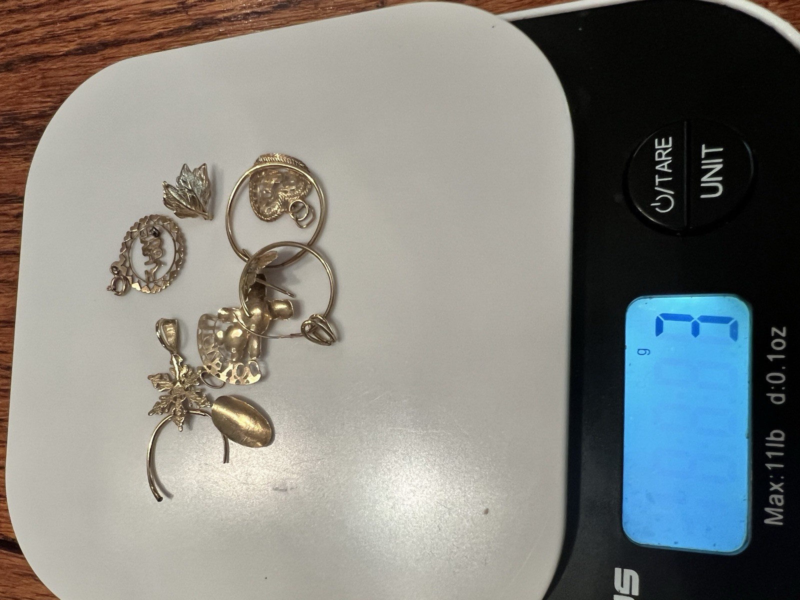 Mixed 14k gold FineJewelry: 9pc Charms, Pendants & Earrings see description