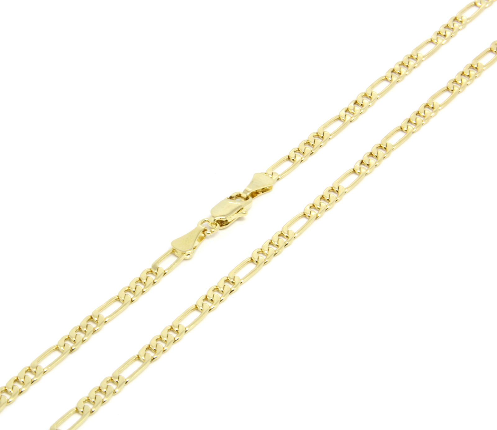 Mens 14K Gold Plated 3mm To 12mm Figaro Link Necklace Chain 24 Or 30 Inch