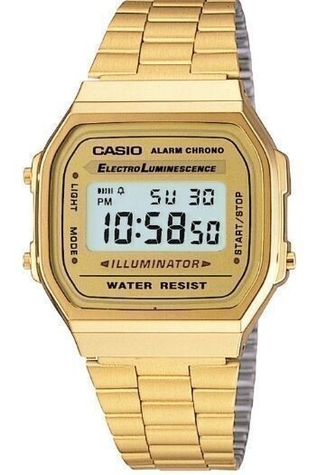 USA MEN’S GOLD TONE STAINLESS STEEL DIGITAL WATCH A168WG CASIO-New