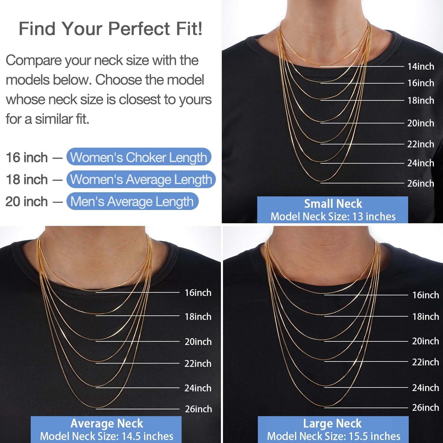 1.3Mm Box Chain 14K Gold Plated 925 Sterling Silver Chain Necklace for Women, Th