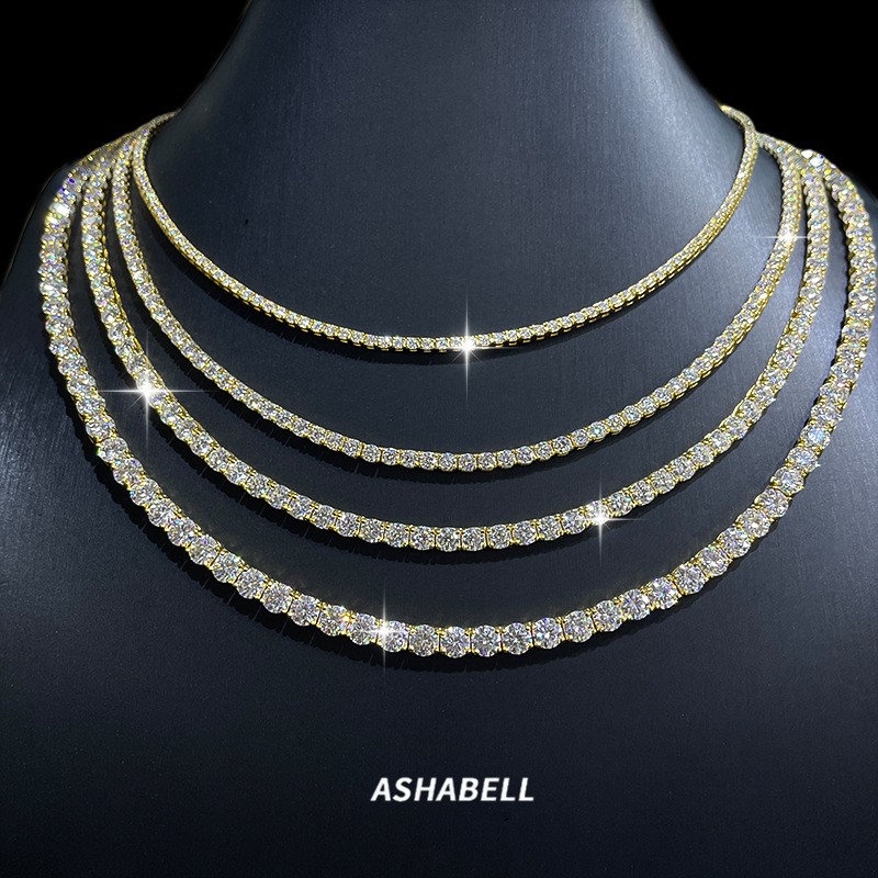 2-5mm VVS MOISSANITE Tennis Chain Necklace – 925 Sterling Silver Birthday Gift