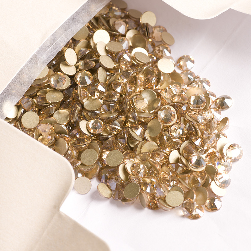 Golden Shadow Non Hotfix Rhinestone Glass Gold Crystals for Nail Art Decorations