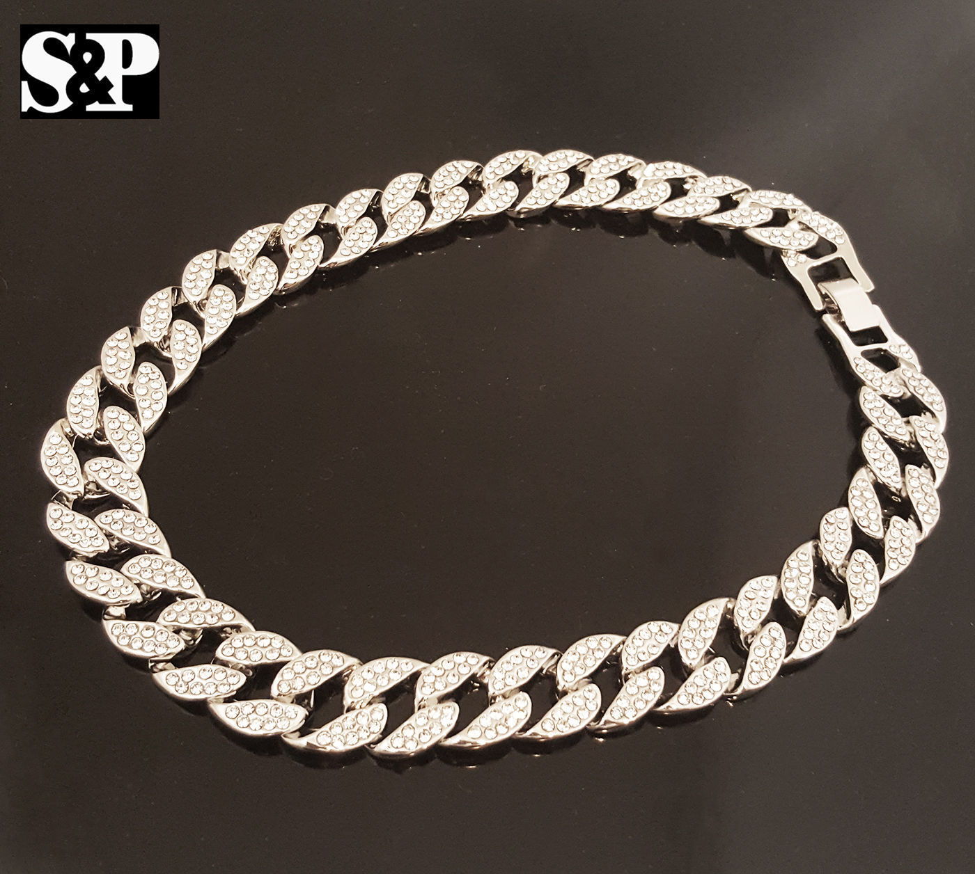 Hip Hop Quavo Full Iced 16″,18″, 24″, 30″ Miami Choker Cuban Link Bling Necklace