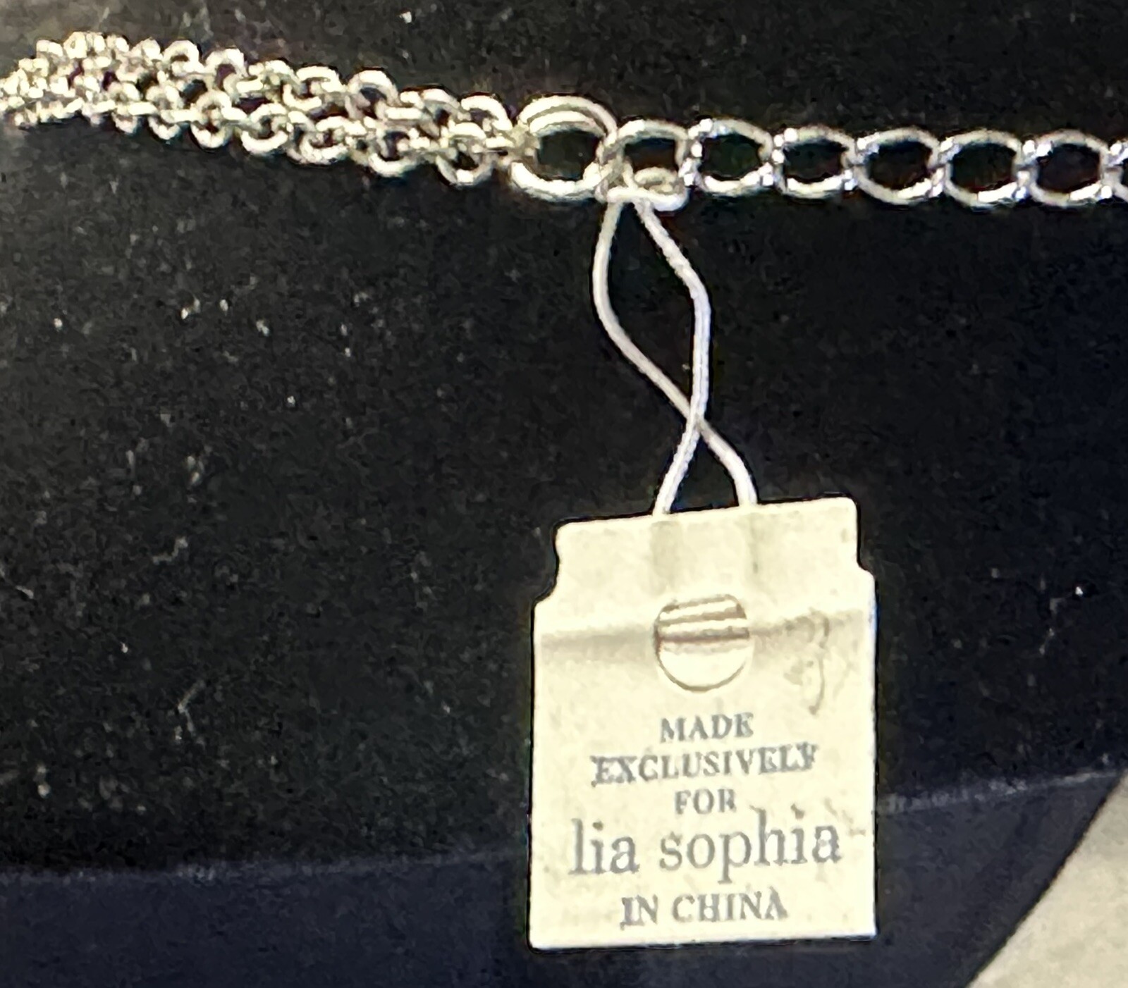 Lia Sophia Silver Tone Green Foil Backed Crystal Multi-strand Necklace 19” NEW