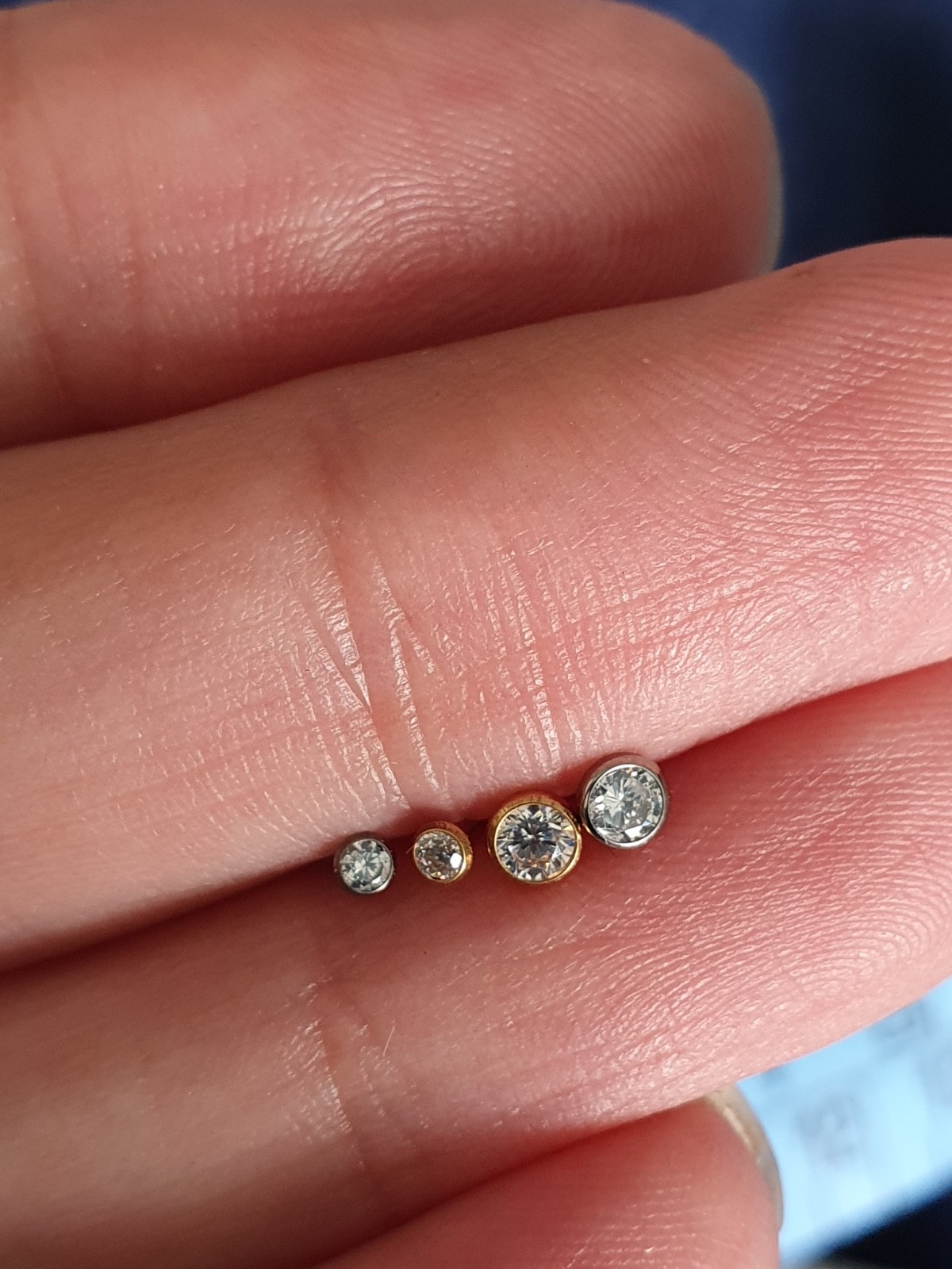 Implant Grade Titanium L-Shape Nose Ring Moissanite (2mm or 3mm) 14k Gold Plated