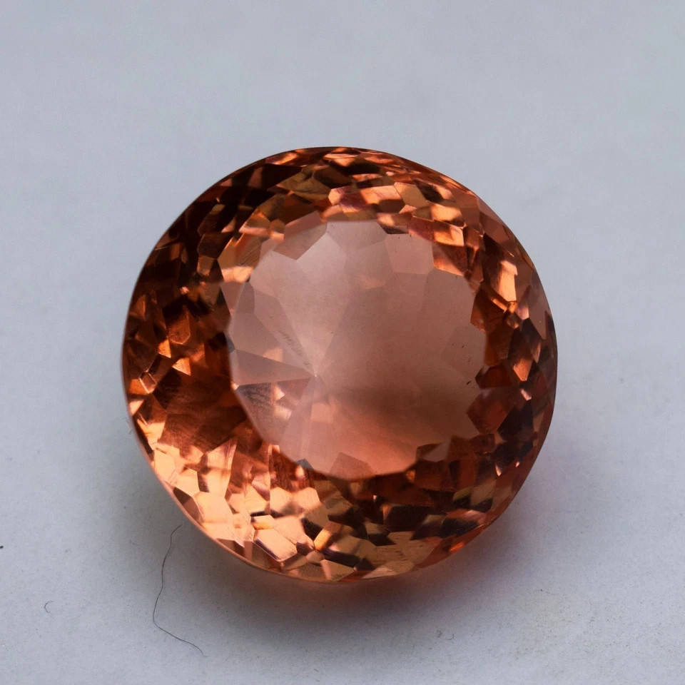 129.05 Carat Flawless Peach Morganite Round Cut Certified Loose Gemstone