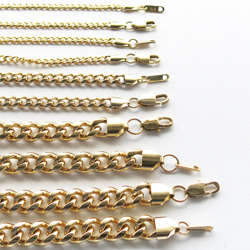 18K Gold Plated Cuban/Curb Link Chain Necklace or Bracelet