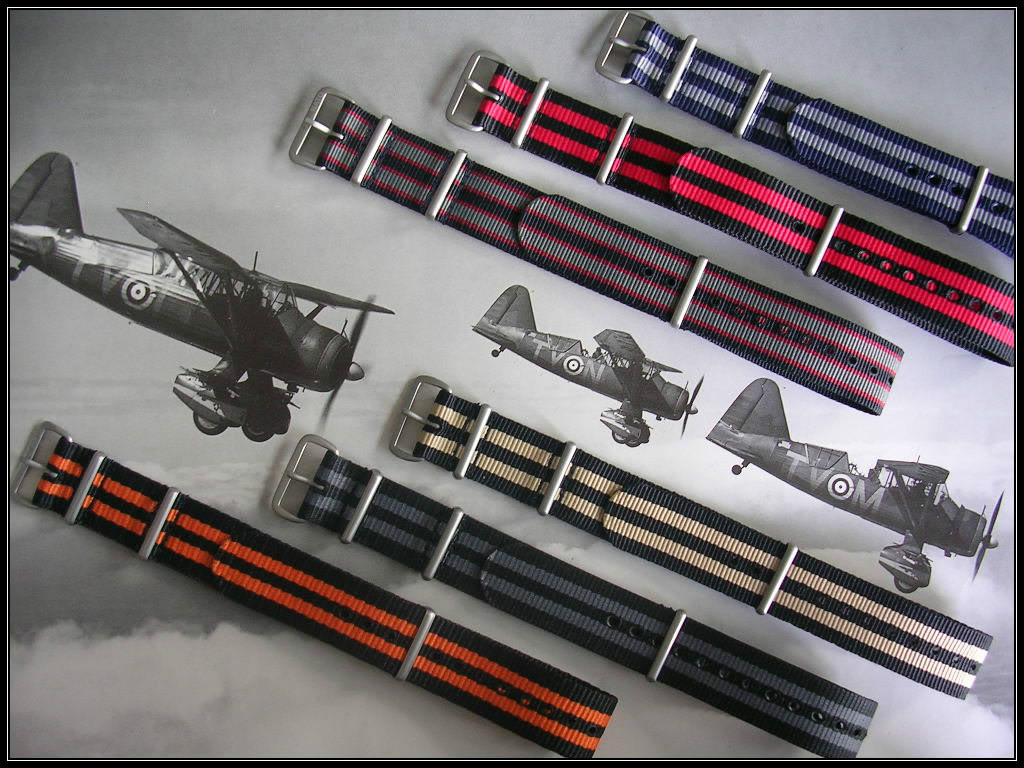 NATO watch strap Black Orange G10 Ballistic Pilot RAF Bond IW SUISSE 18 20 22 24