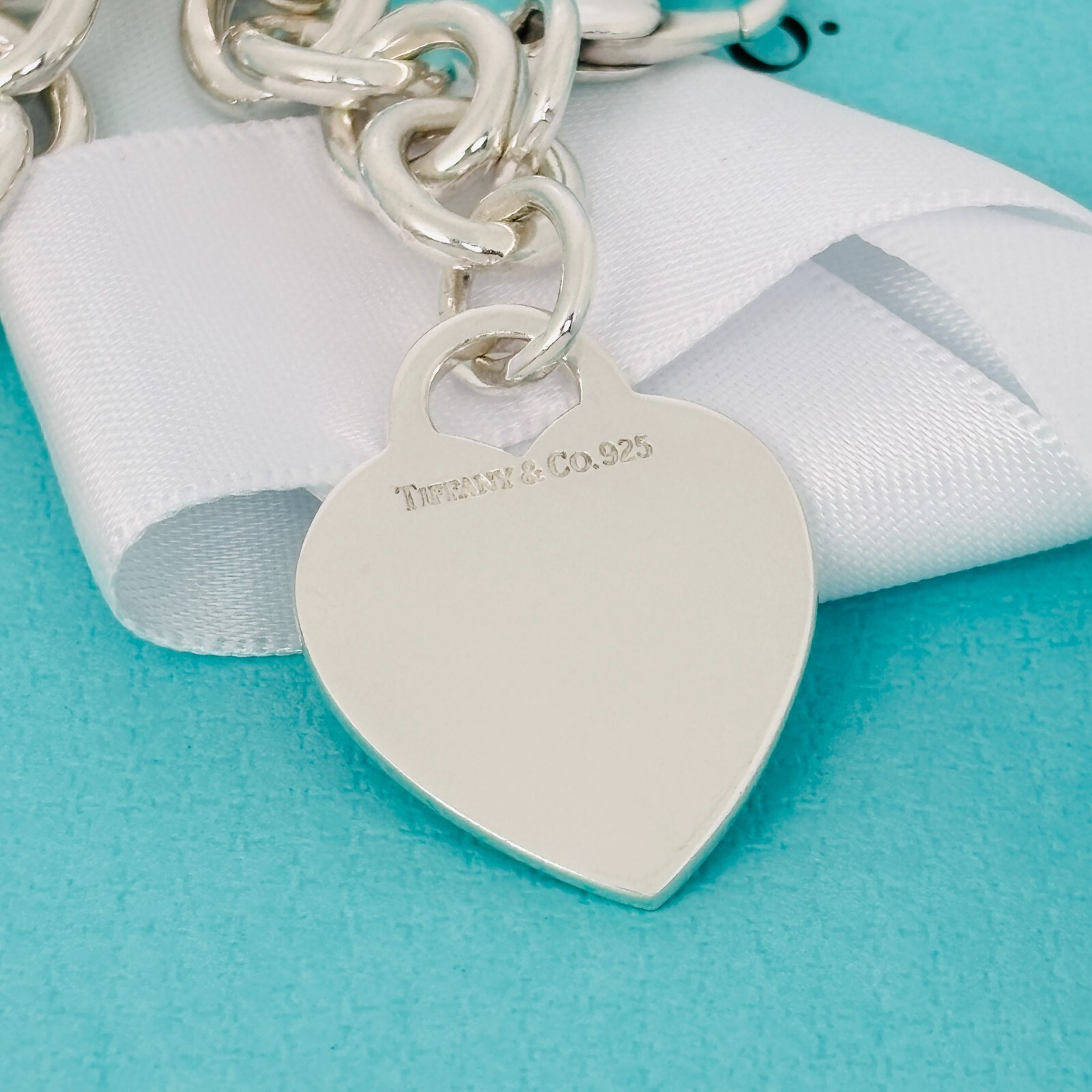 Size Medium Tiffany Heart Tag Charm Bracelet Engravable Guaranteed Authentic