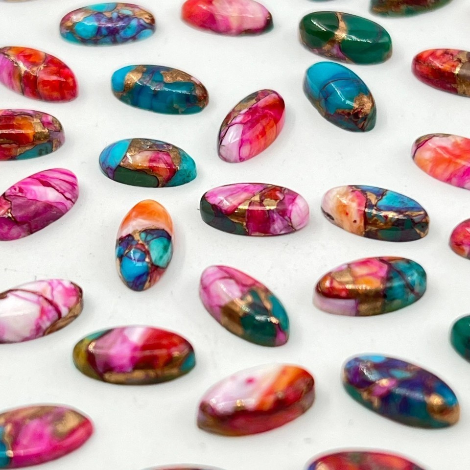 Purple Daliha Copper Turquoise Cabochon Long Oval Gemstone Jewelry Making