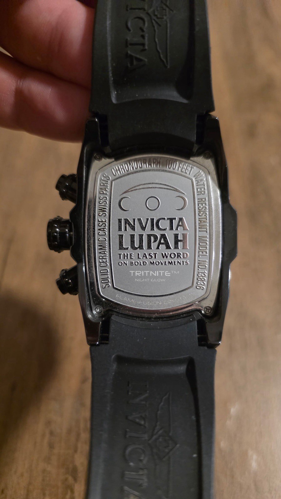 Invicta Lupah Men’s Quartz Chronograph Black/Green Dial Black Strap 30m