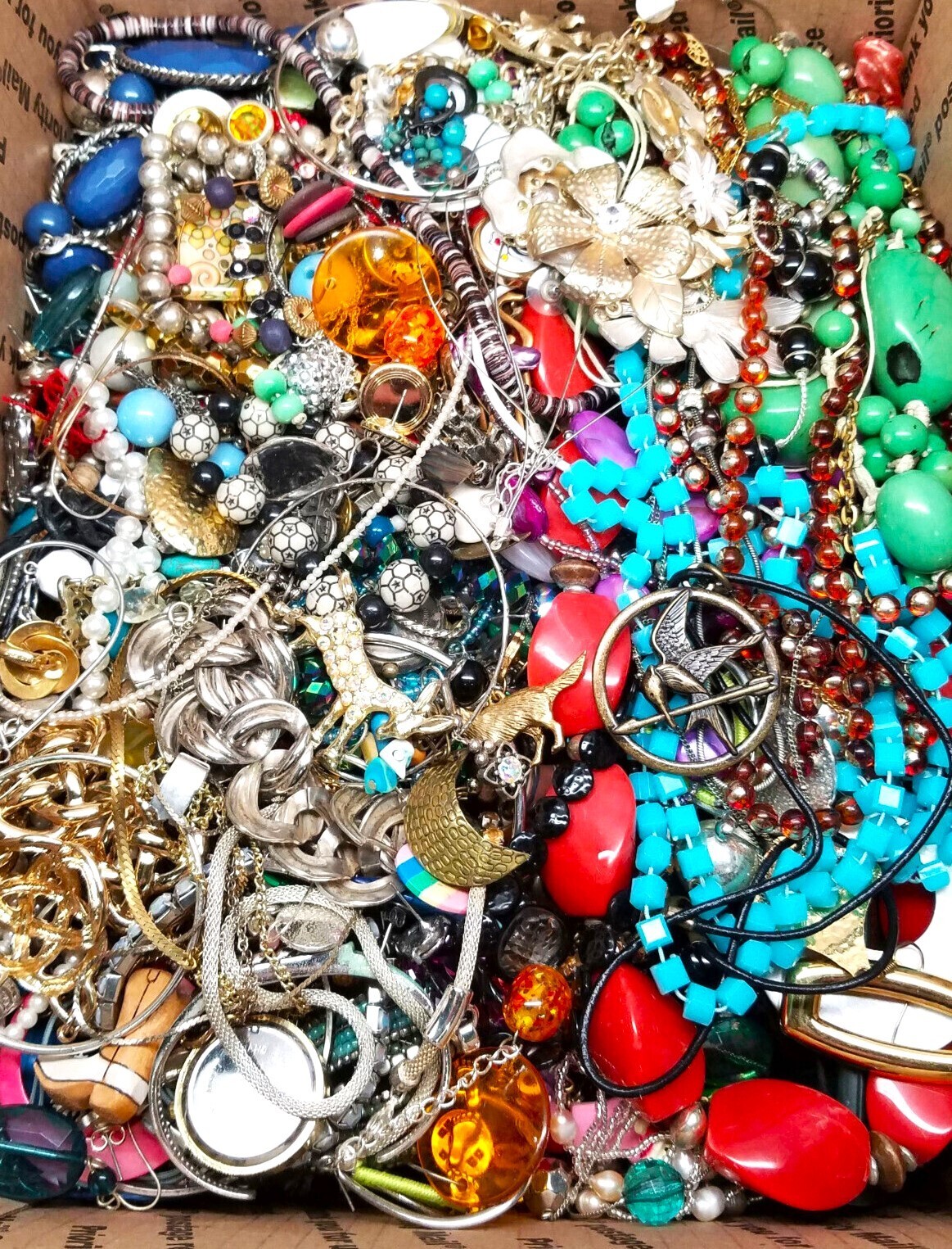 FREE SHIP 5 Pound Unsorted Huge Lot Jewelry VTG Now Junk Art Craft Treasure FUN