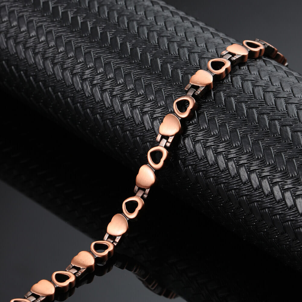 Heart Design Copper Magnetic Anklet Bracelet for Women Daily Wear,Parties