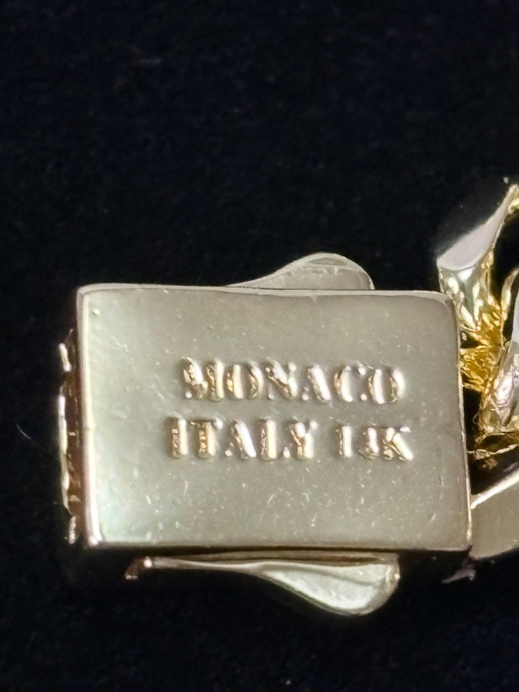 New 8 inch-14K Gold Filled Monaco Cuban Link Bracelet – Iced Out Box Lock
