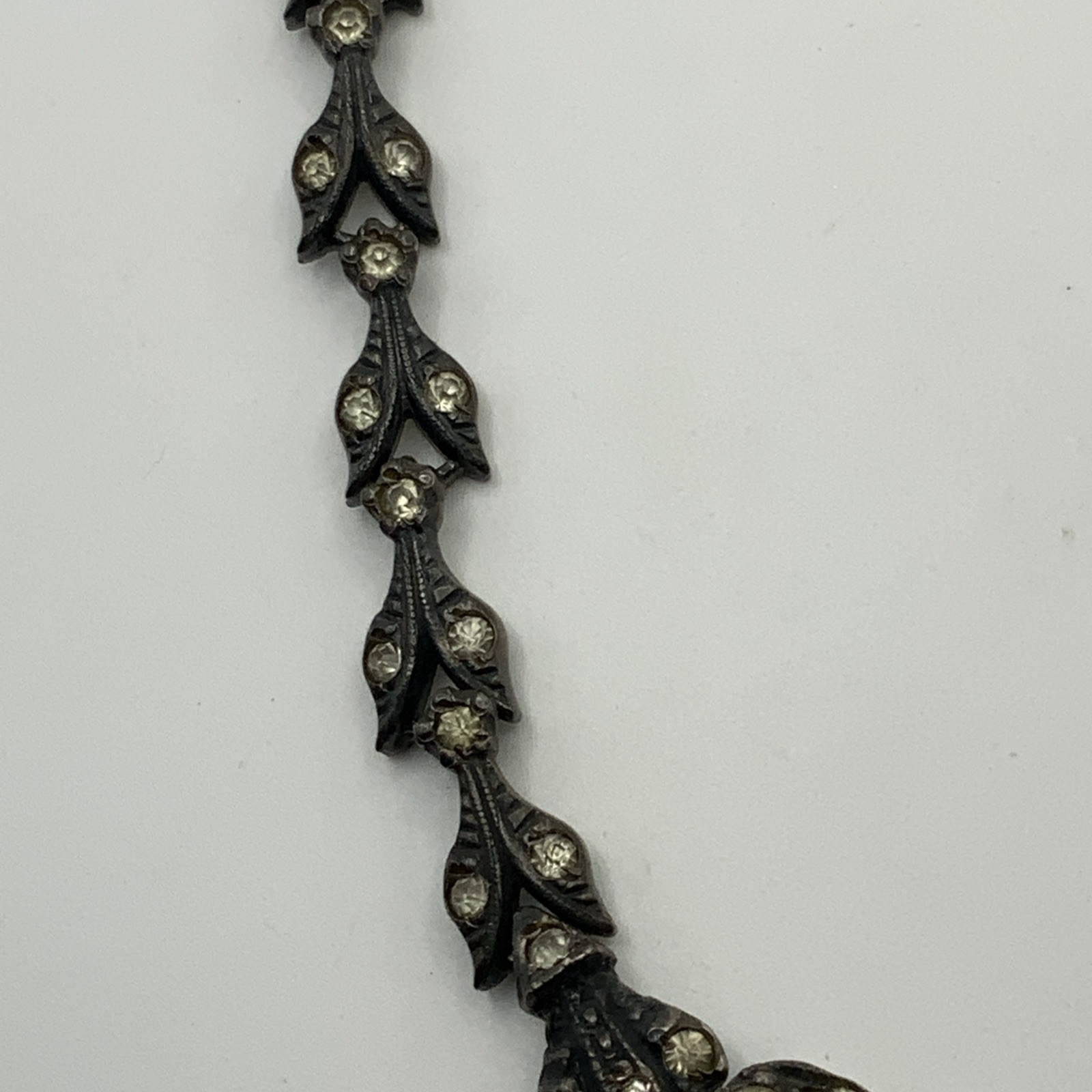 Antique Victorian Diamond Paste Sterling Silver Foiled Back Necklace, 41.7g