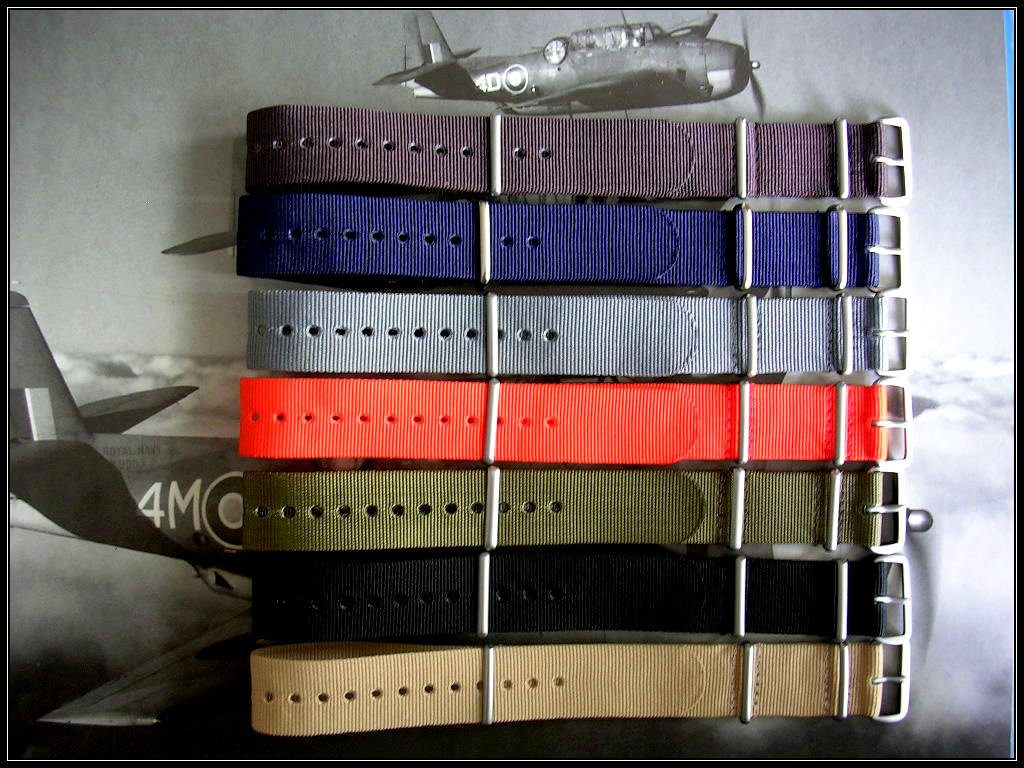 NATO G10® watchband Brown nylon RAF military army strap Bond IW SUISSE 16mm 19mm