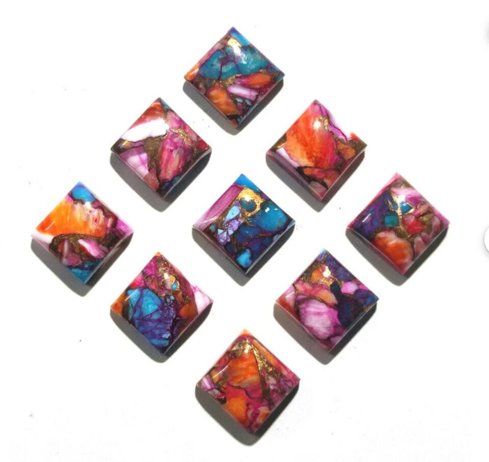 SPINY PURPLE DALIHA COPPER TURQUOISE CABOCHON SQUARE SHAPE LOOSE GEMSTONE