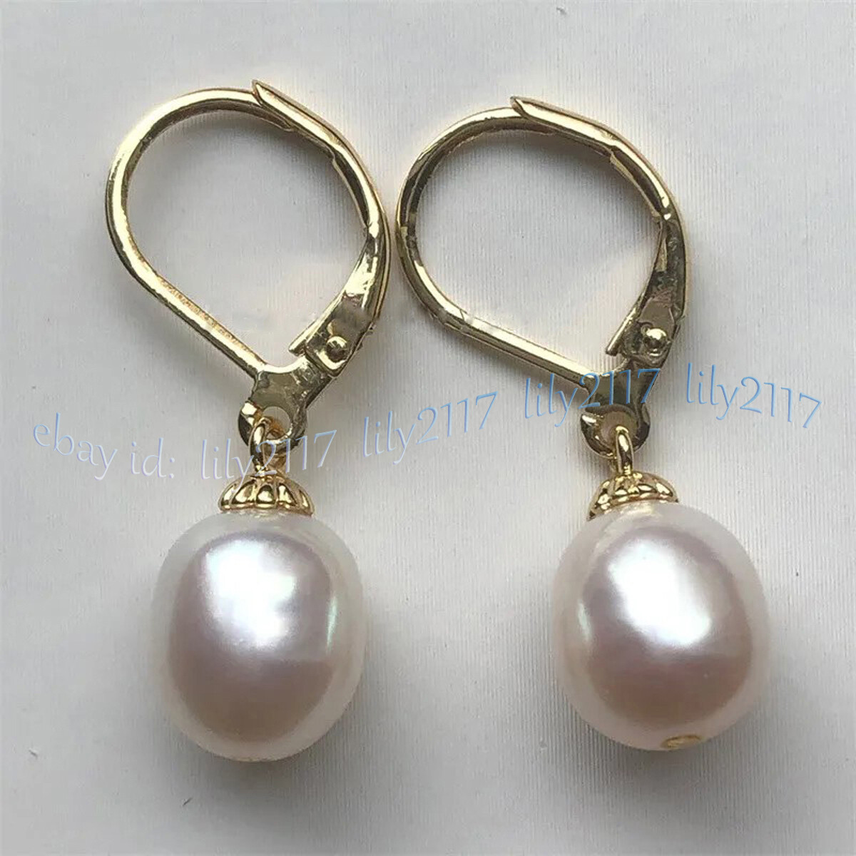 Genuine Natural 12-13mm South Sea White Baroque Pearl Dangle Earrings 14k Gold