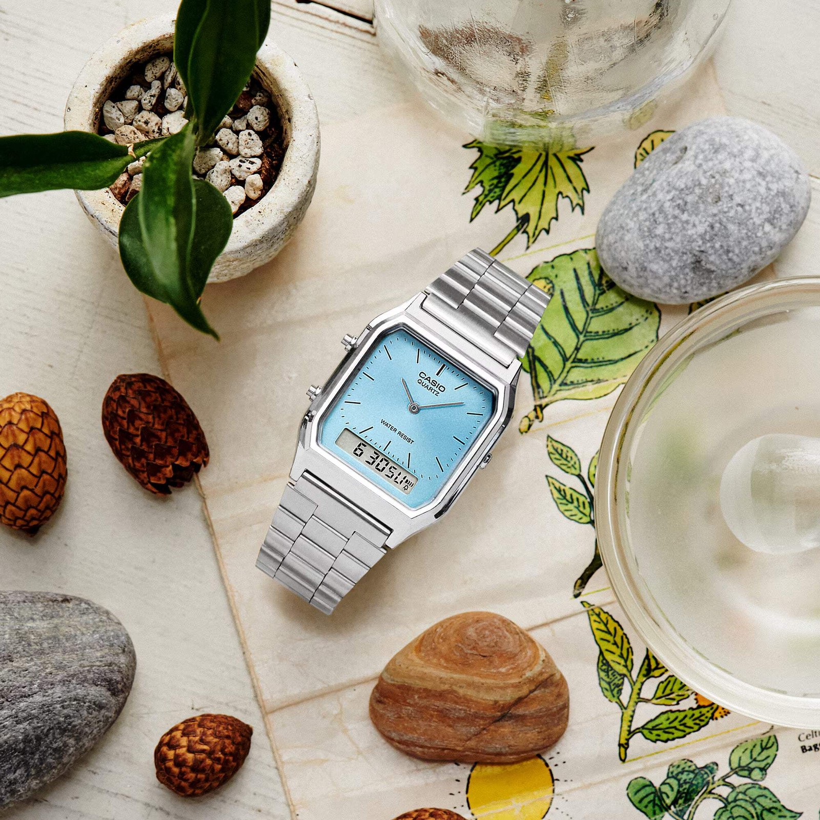 CASIO AQ-230A-2A1MQY A/D QUARTZ ICE BLUE DIAL STEEL WATCH
