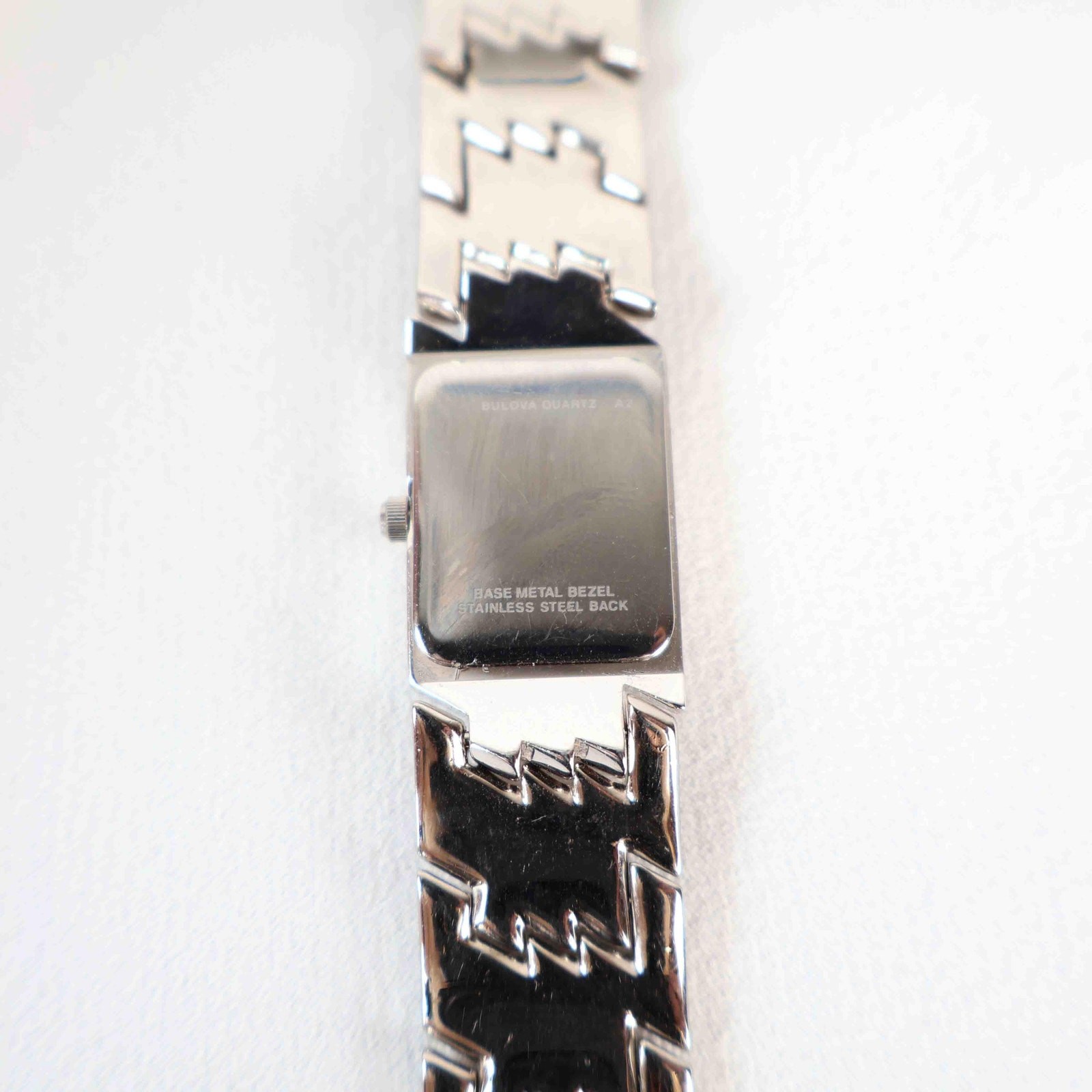 Vintage Silver Tone Bulova Watch with Rectangle Watch Face