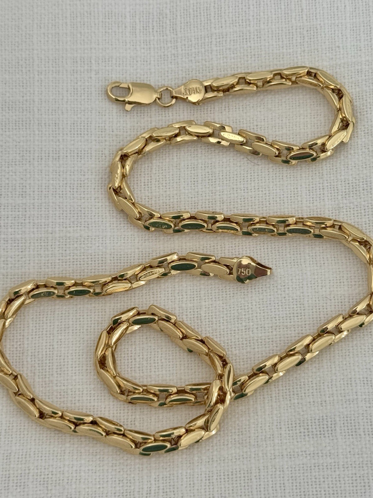 23 1/2 Inch Necklace Yellow Gold Chain Link Marked Italy 750 (please Read Descr)
