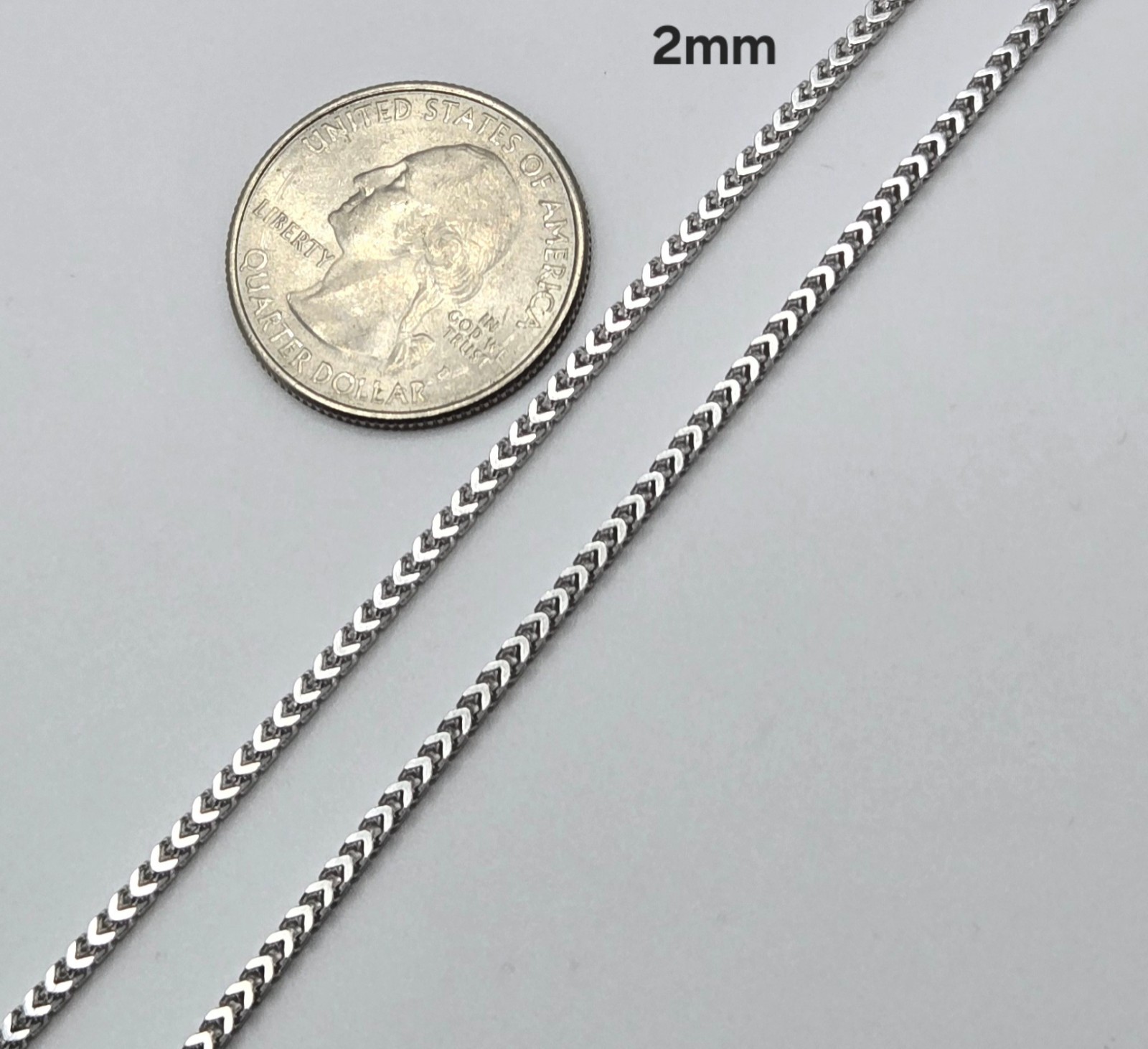 Real Franco Box Chain Necklaces RHODIUM, 2MM – 5MM, 925 Sterling Silver, Italy