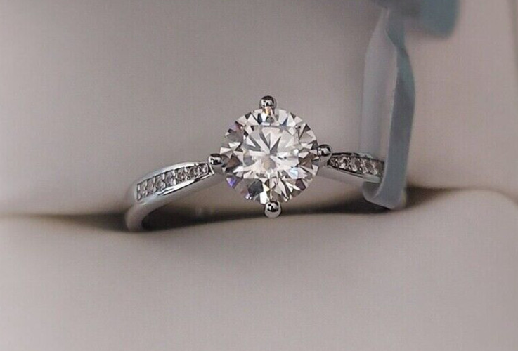 3.5Ct Round Simulated Diamond SolitaryEngagement Band Ring14k Gold Plated Silver