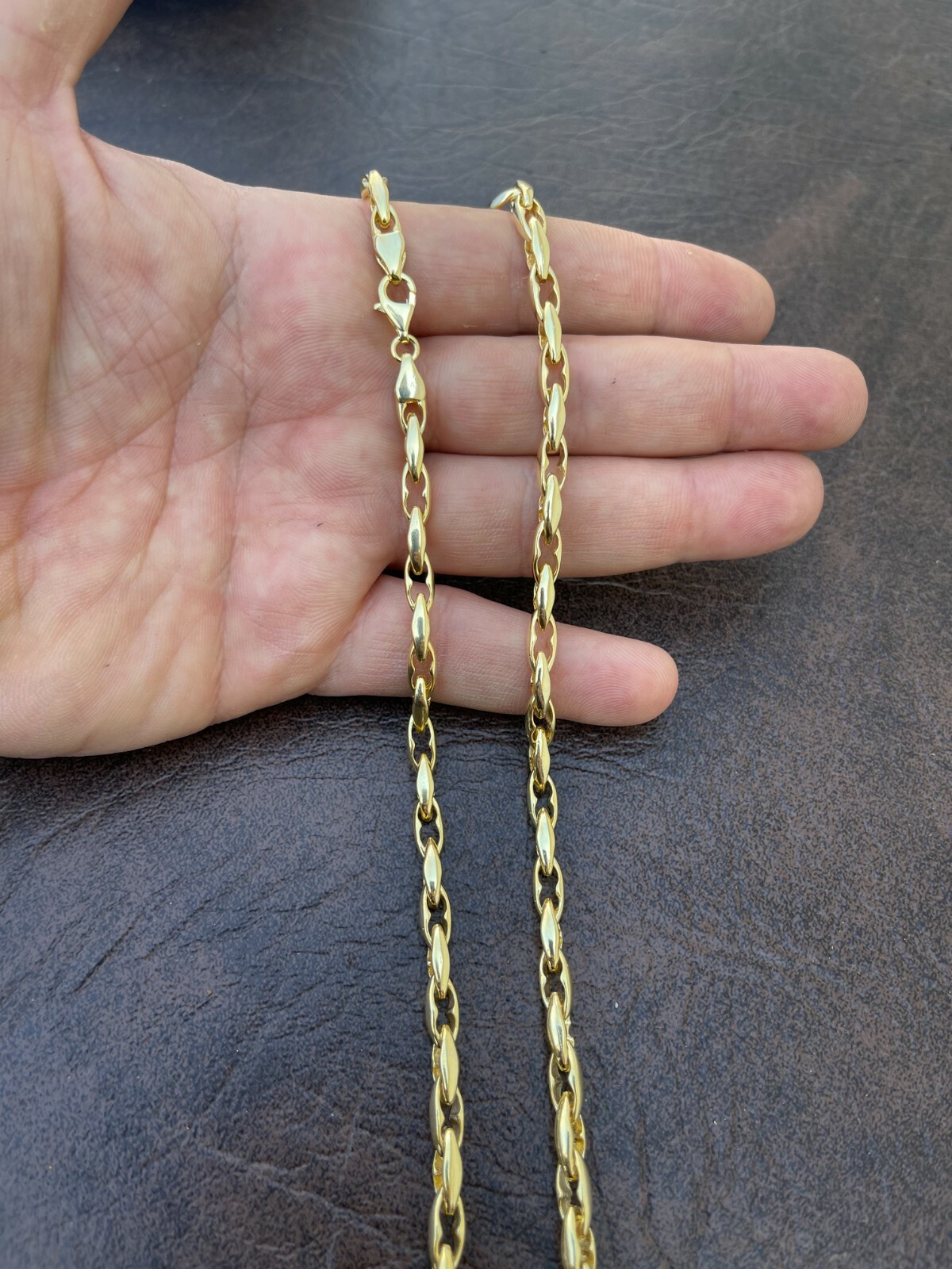 14k Gold Plated 925 Silver 5mm Custom Anchor Rolo Link Chain Necklace Bracelet