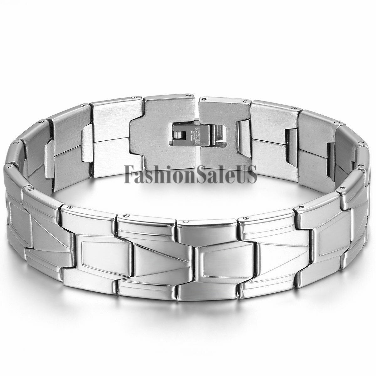 Mens Classic Link Stainless Steel Bracelet Silver Black Chain Bangle Wristband