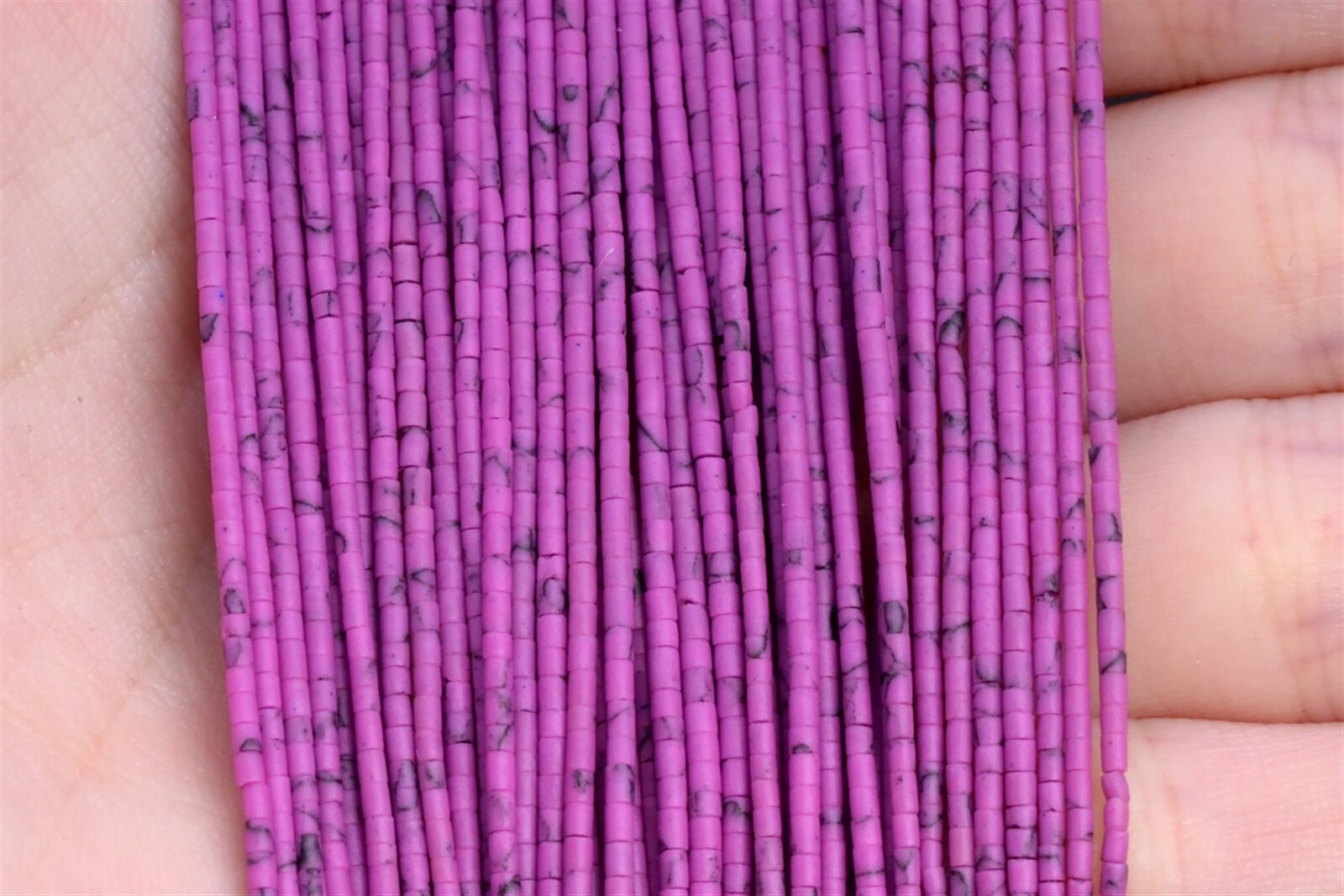 1x1MM Deep Pink Purple Howlite Beads Round Tube Beads 13.5″