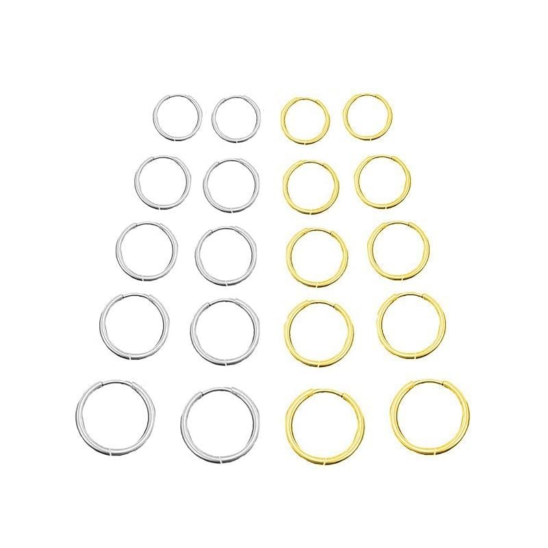 10Pairs Titanium Earrings Stainless 8mm, 10mm, 12mm, 14mm,16mm, sliver,glod
