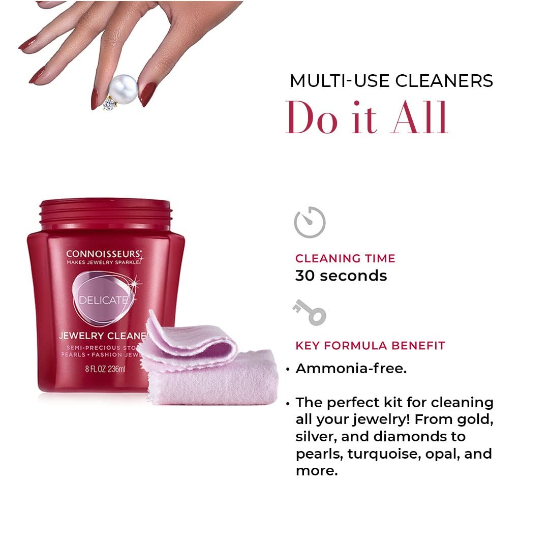 All-Purpose Cleaning Kit | Includes Delicate Jewelry Cleaner Solution and 2 Pol