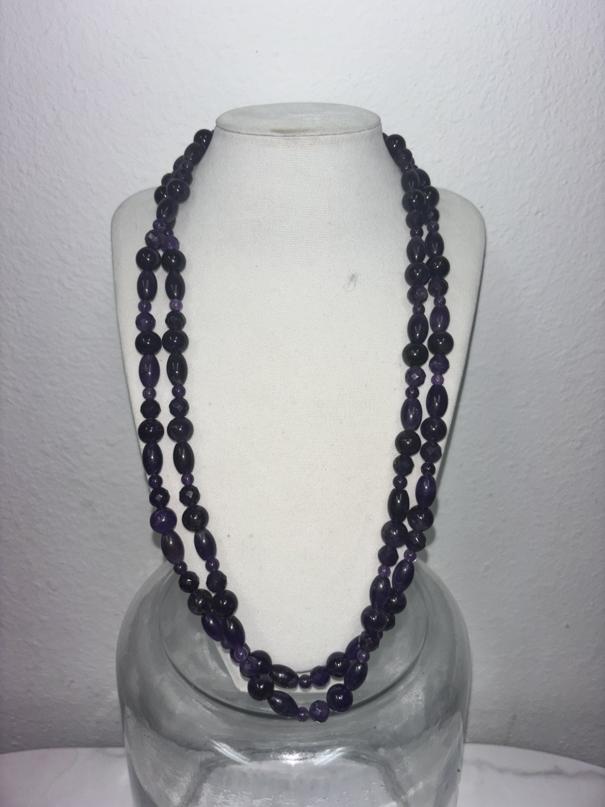 Jay King .925 Sterling 2 Strand Purple Amethyst 23″ Necklace vintage