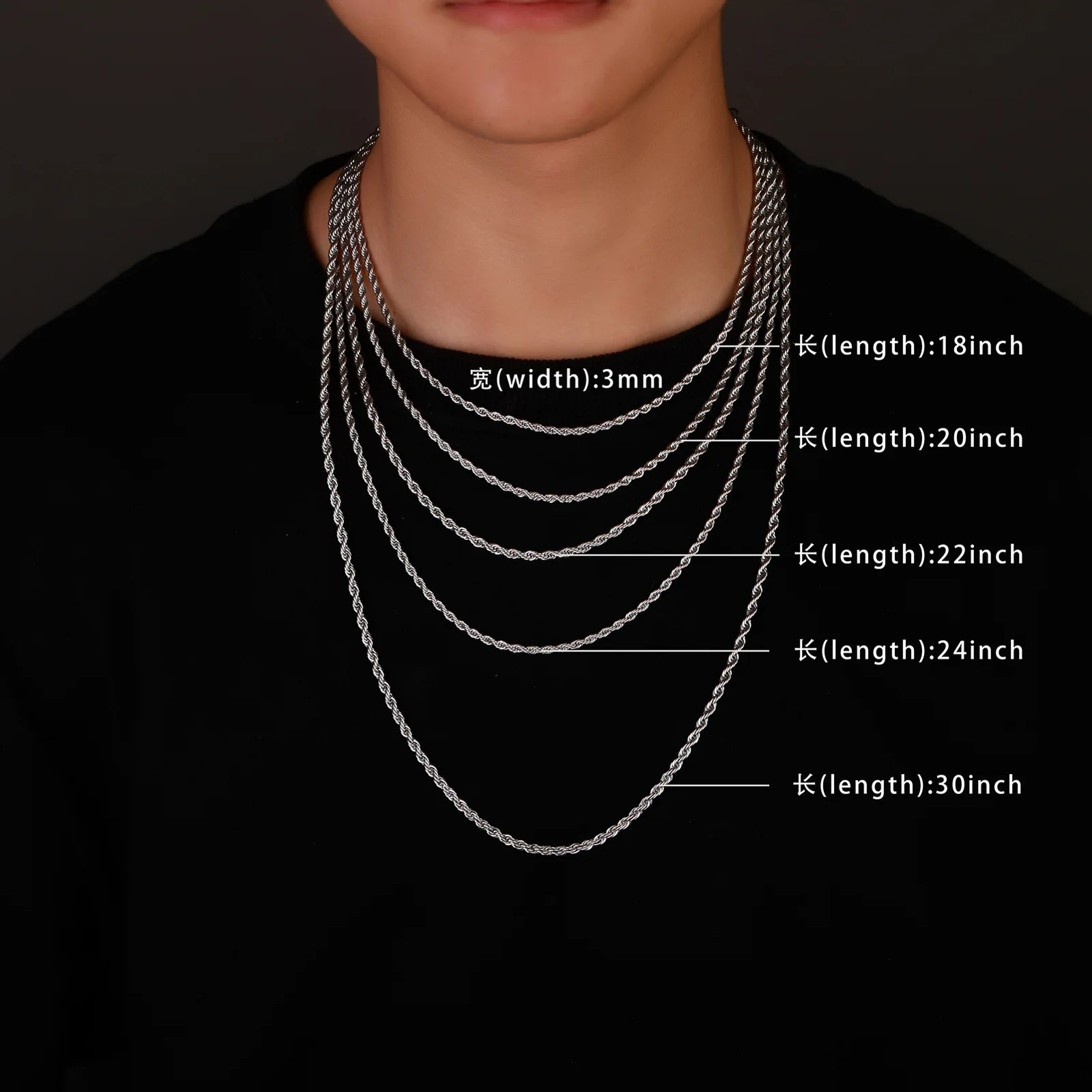 2/3/4/5/6 MM Rope Chain Necklaces For Men Women Twisted Sigapore Links Choker Ba