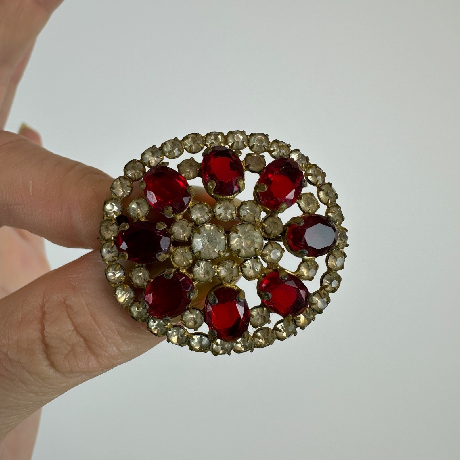 Czech Republic Vintage brooch – USSR jewelry – soviet Red stone
