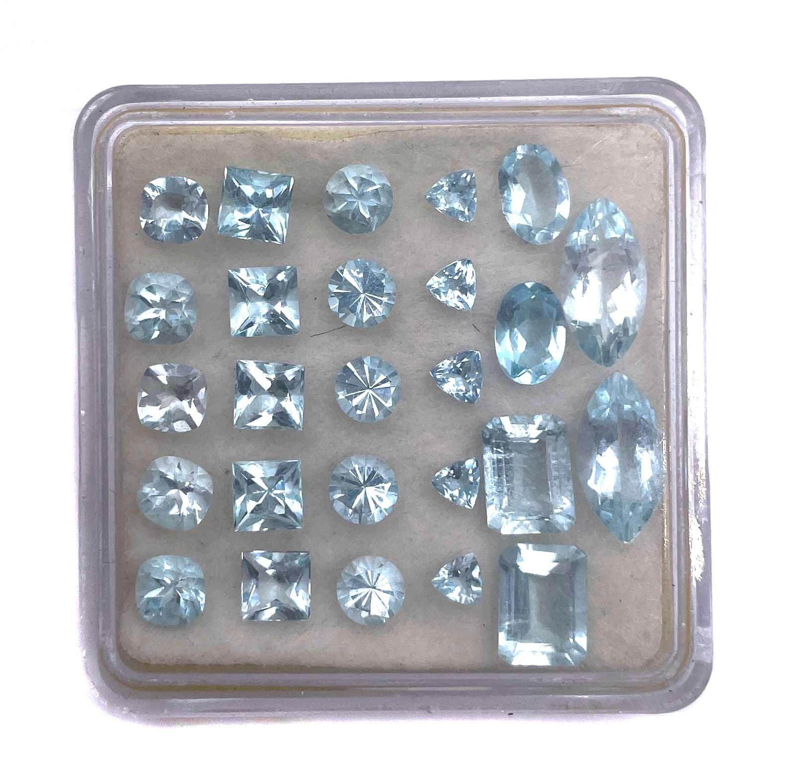 Natural Aquamarine Mix Shape Cut Loose Gemstone Lot 30-35 Pcs 3-7 MM 10 CT