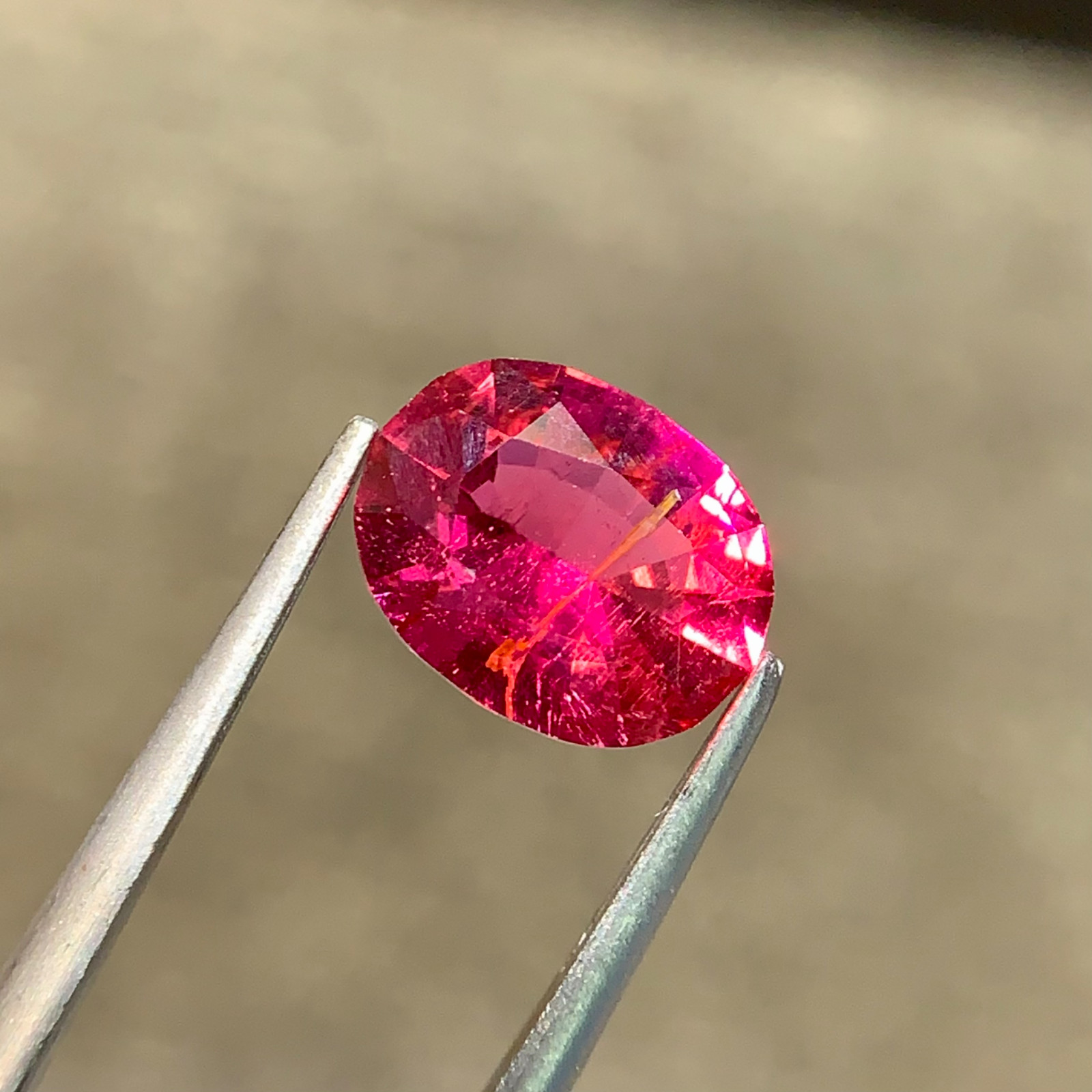 1.57 Carats Hot Red Rubelite Tourmaline Stone Oval Cut From Afghanistan