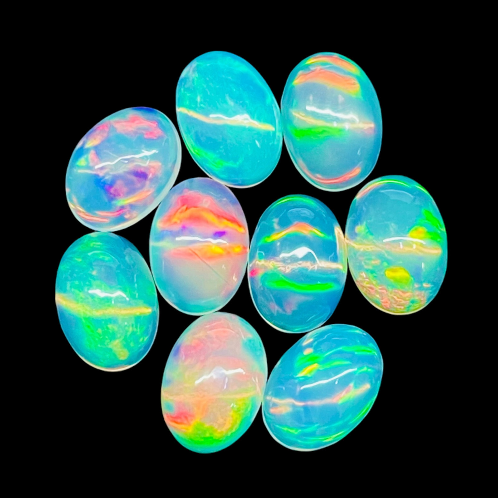 9 Pcs Natural Ethiopian Opal 7x5mm Oval Untreated Loose Cabochon Gemstones Lot