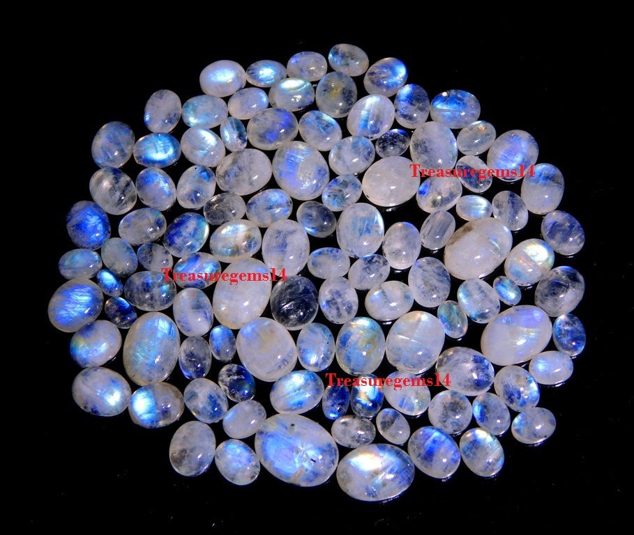 150 Crt WHOLESALE LOT NATURAL BLUE FIRE MOONSTONE CALIBRATED CABOCHON GEMSTONES