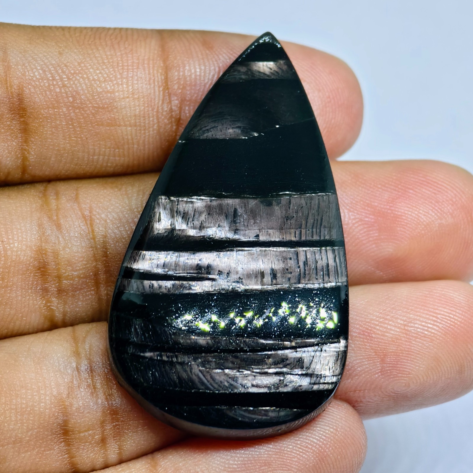 87 Cts Natural Hypersthene Cabochon Gemstone For Jewelry 47X26X6 MM