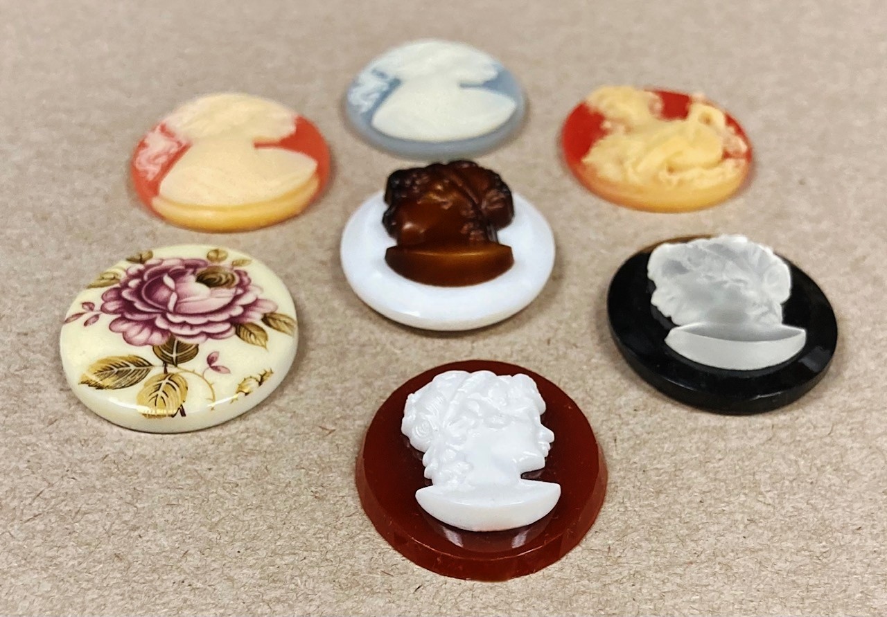 15 Vintage Assorted Resin Acrylic Cameos – DIY Jewelry Making & Repair Craft C80
