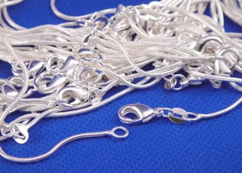 925 sterling solid Silver lots 10PCS 1mm snake chain Necklace 16-30inch