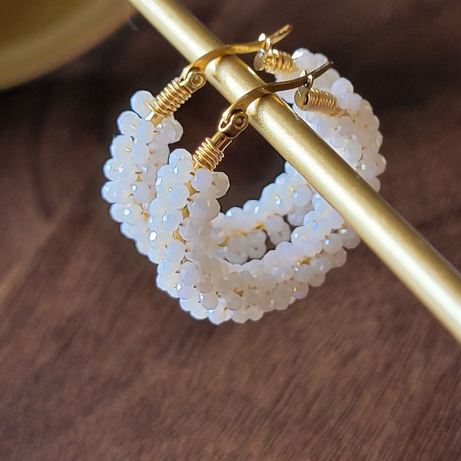 Women’s White Gold Filled Crystal Hoop Earrings For Bridesmaids Gift