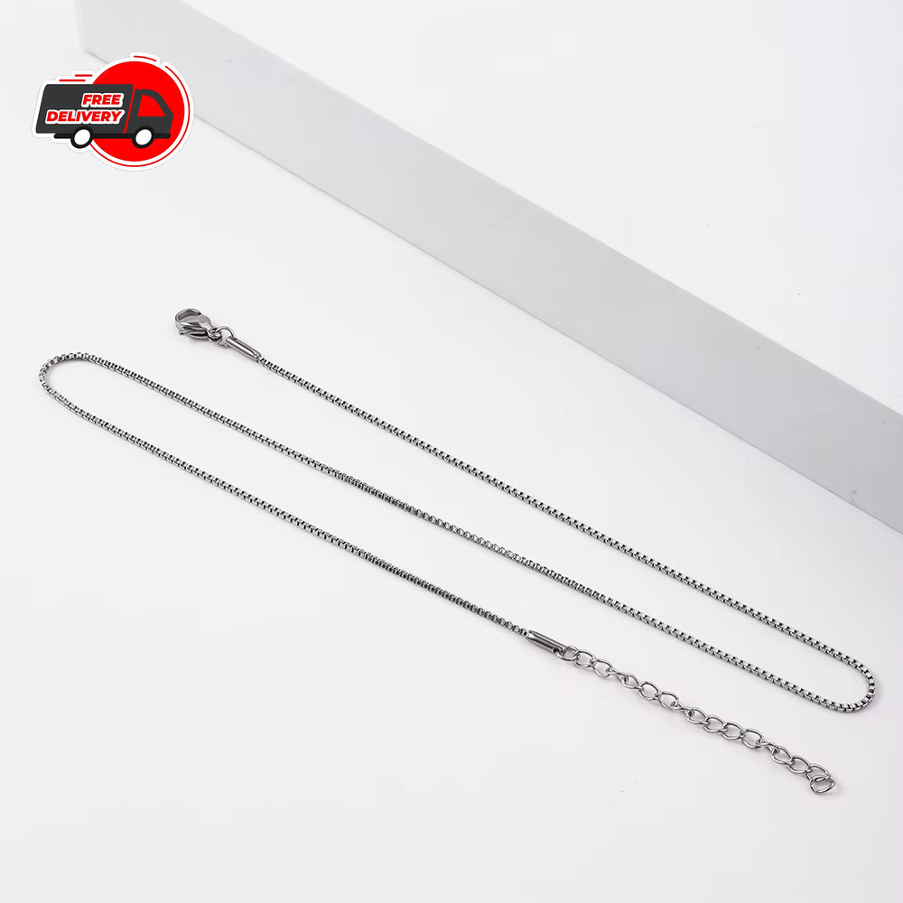 1.2mm Stainless Steel Box Chain Necklace – Gold Color Titanium Steel, Unisex Fas